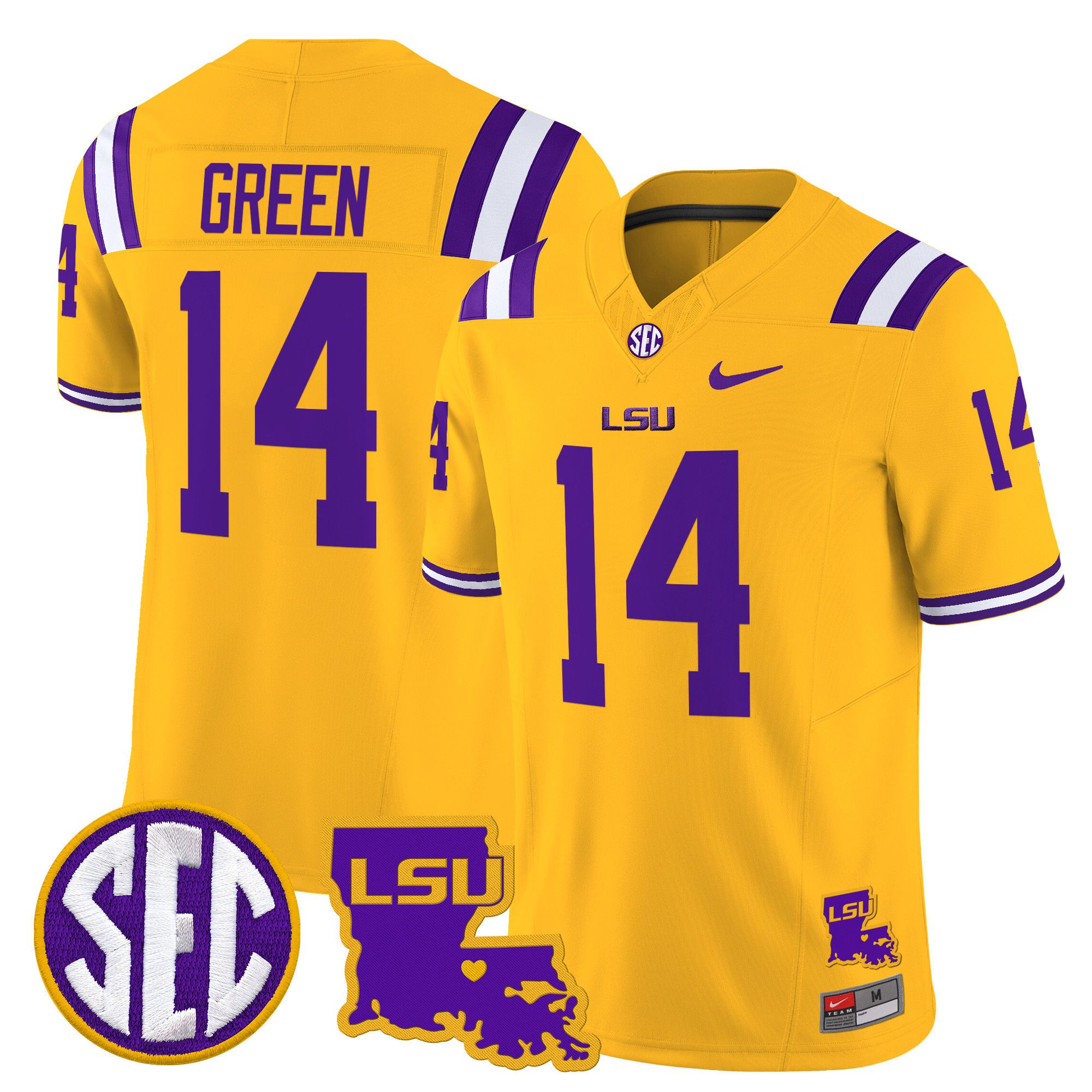 Men LSU Tigers #14 Green Yellow 2024 Nike Louisiana Patch Vapor Limited NCAA Jersey->indianapolis colts->NFL Jersey